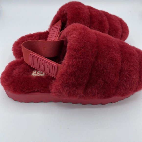 UGG Women's SUPER FLUFF SLIPPERS in RIBBON RED sz 8 1121751-NEW w/marks on soles - Picture 12 of 15